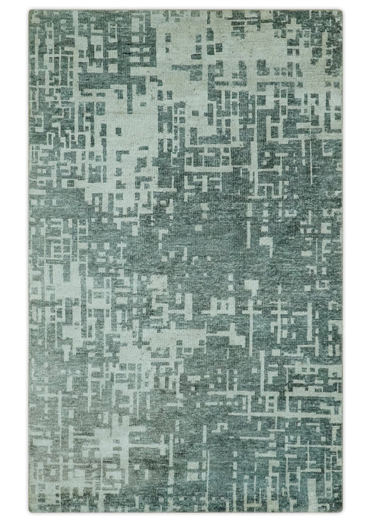 Hand Knotted Gray and Silver 5x8 Modern Abstract Contemporary Recycled Silk Rug