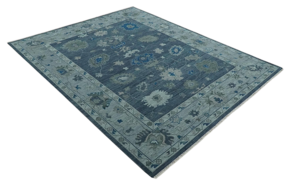 Hand Knotted Gray and Silver Traditional Multi Size Oushak Wool Rug