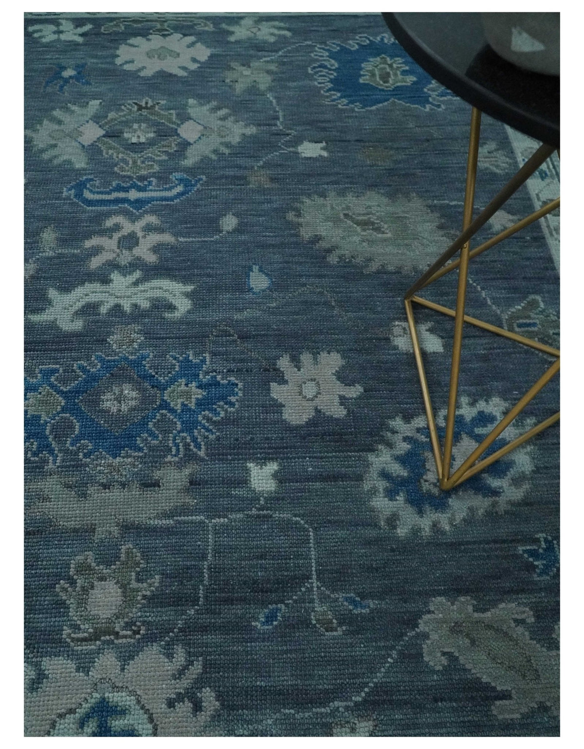 Hand Knotted Gray and Silver Traditional Multi Size Oushak Wool Rug