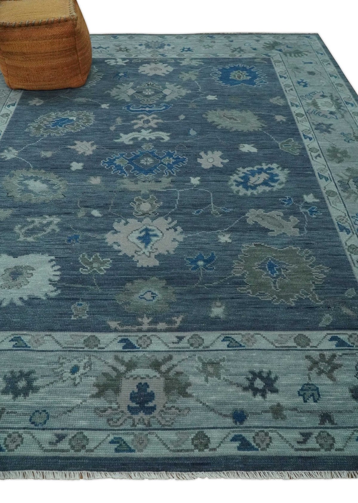 Hand Knotted Gray and Silver Traditional Multi Size Oushak Wool Rug