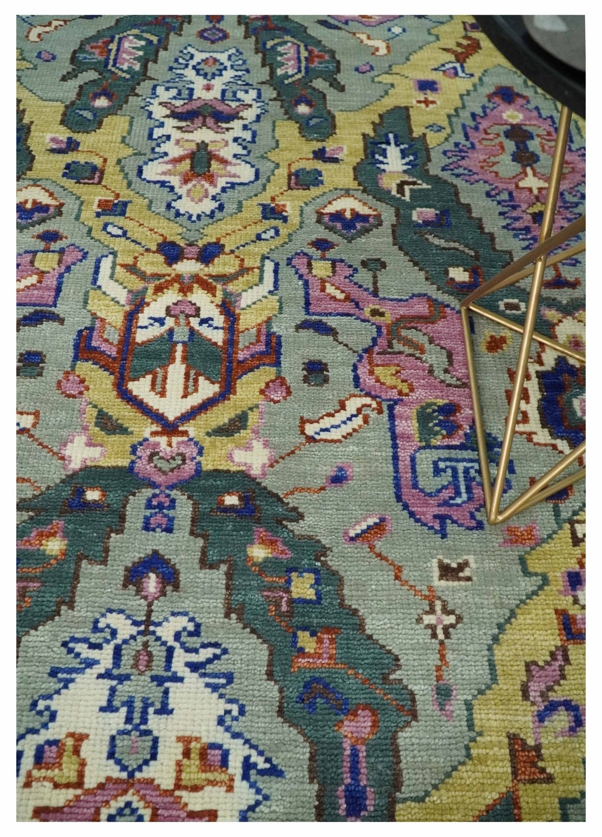 Hand knotted Green And Pink Traditional large design Custom Made wool Area Rug