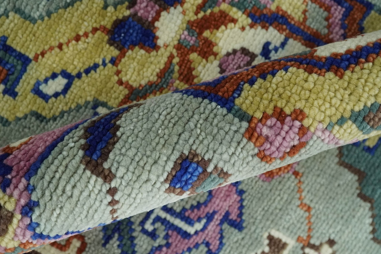 Hand knotted Green And Pink Traditional large design Custom Made wool Area Rug