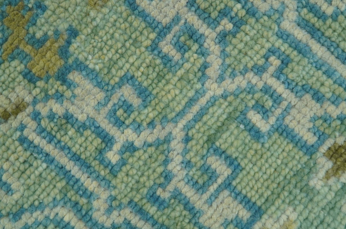 Hand Knotted Green, Olive and Teal Traditional Dragon Oushak Design 3x5 wool rug
