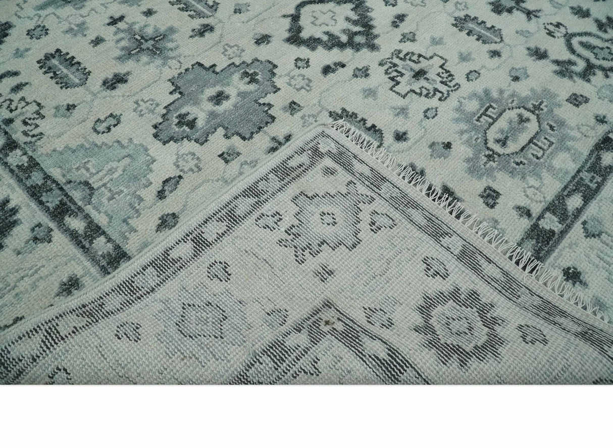 Hand Knotted Ivory And Gray Turkish Design Wool Area Rug