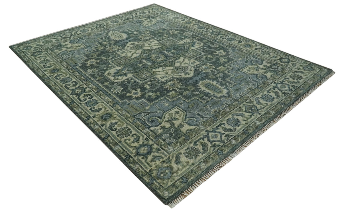 Hand Knotted Ivory, and Shades of Gray Traditional Custom made wool rug