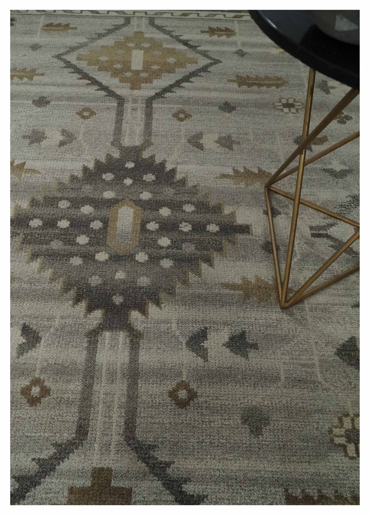 Hand Knotted Ivory, Charcoal and Beige Traditional Floral Multi Size Wool Area Rug