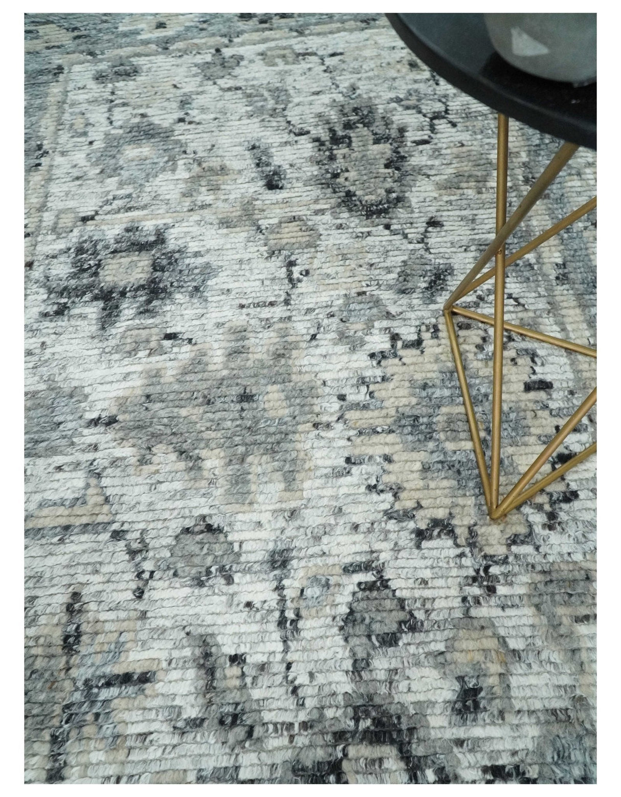 Hand Knotted Ivory, Silver and Beige Traditional Blended Wool Multi Size Rug
