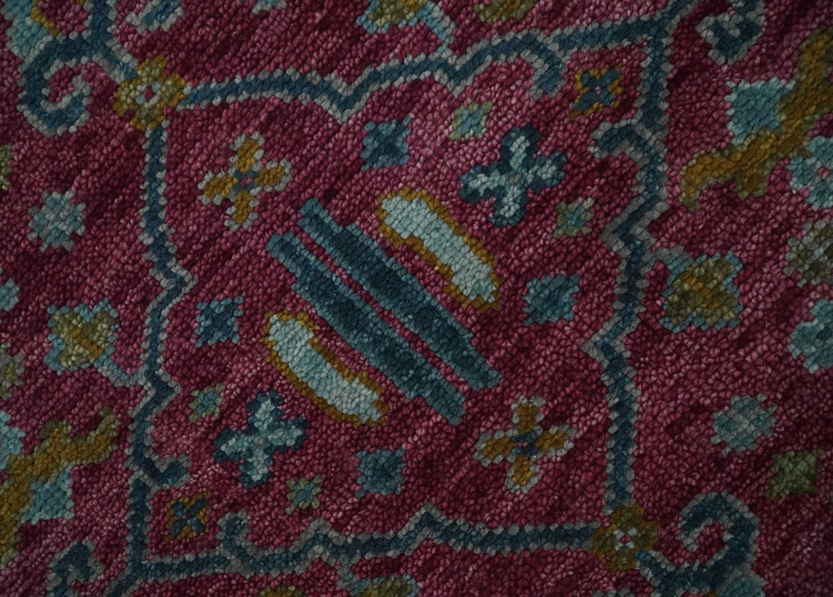 Hand Knotted Maroon and Gold Traditional Antique Style Wool Area Rug