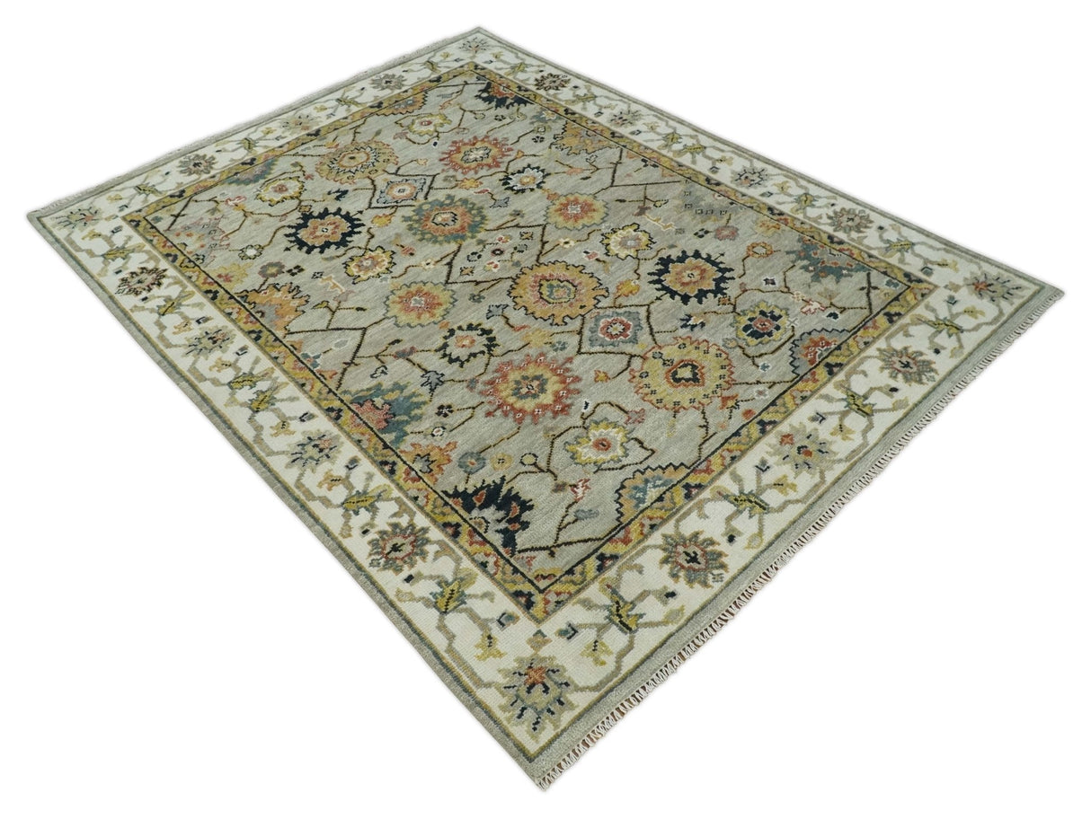 Hand Knotted Mustard and Ivory Traditional Oriental Oushak Custom Made Wool area Rug