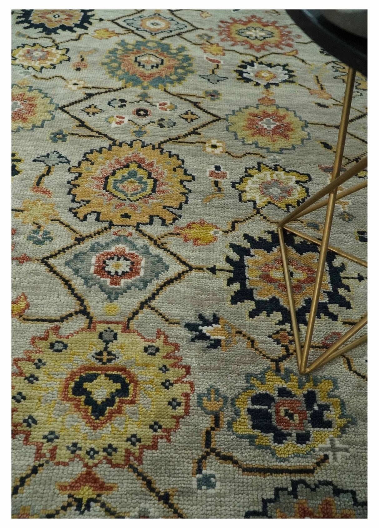 Hand Knotted Mustard and Ivory Traditional Oriental Oushak Custom Made Wool area Rug