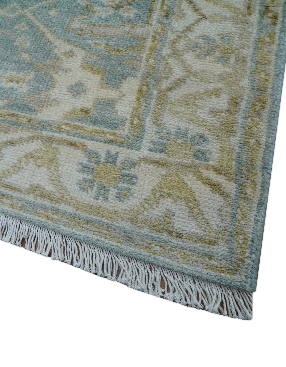 Hand Knotted Oushak Design Gray And Beige 2.8x8 Wool Rug