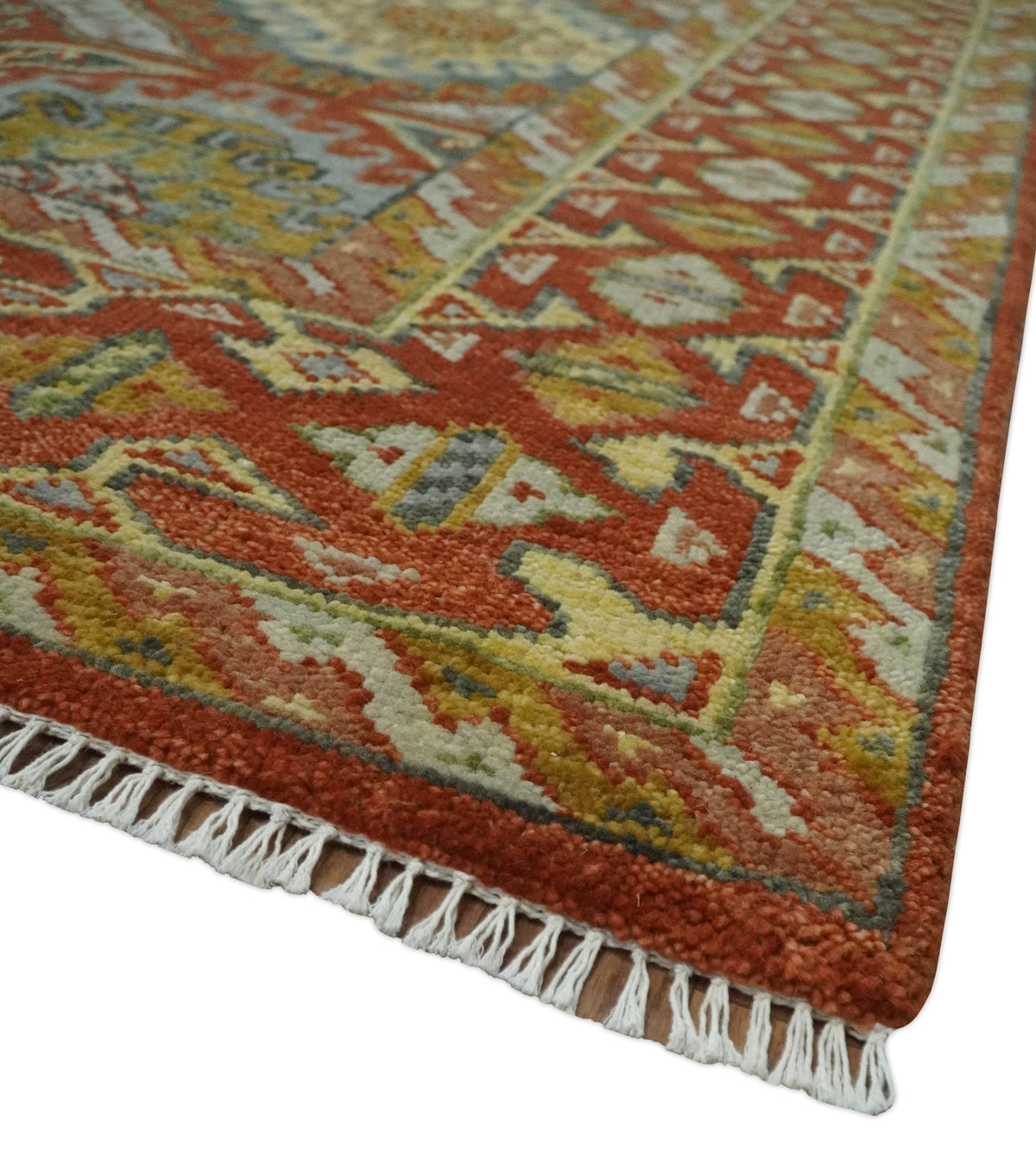 Hand Knotted Rust and Beige Oriental Traditional Multi Size Wool Area Rug, Living Room and Bedroom Rug
