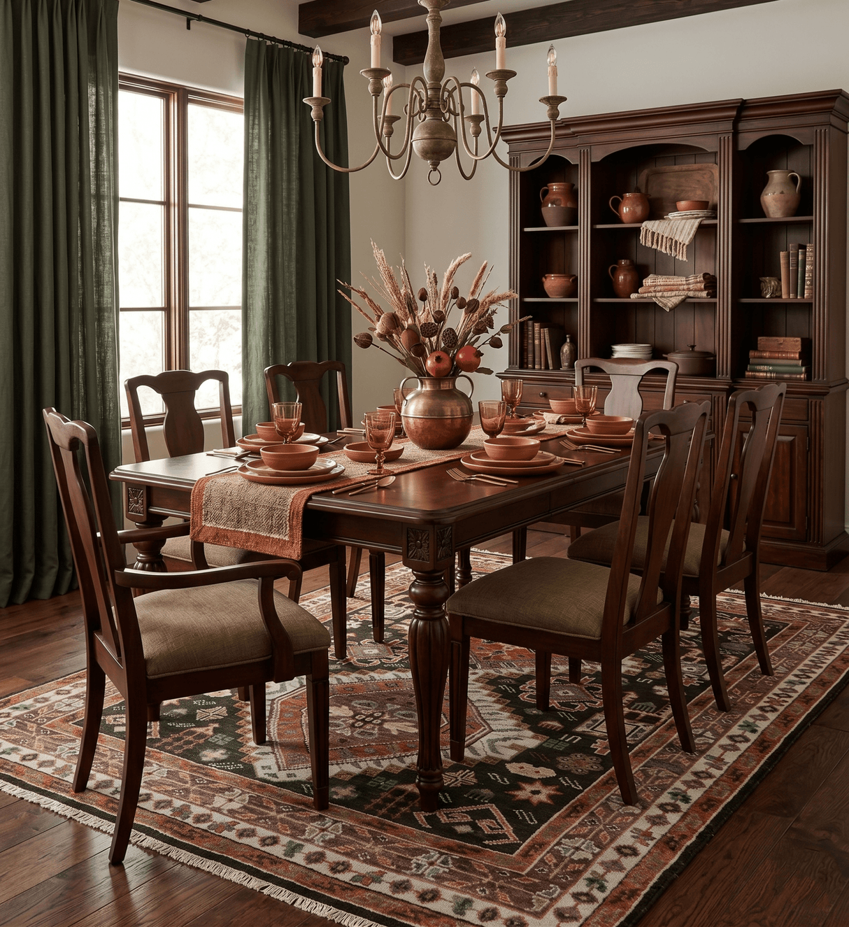 Hand Knotted Rust and Black Traditional Multi Size Wool Area Rug