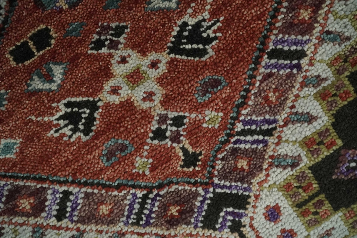 Hand Knotted Rust and Black Traditional Multi Size Wool Area Rug