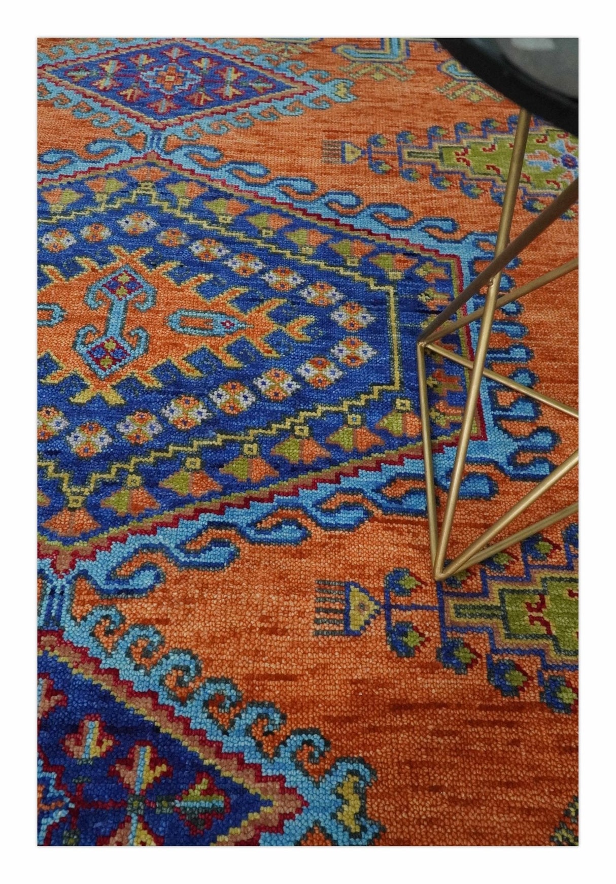 Hand Knotted Rust And Blue Traditional Multi Size Antique Wool Area Rug