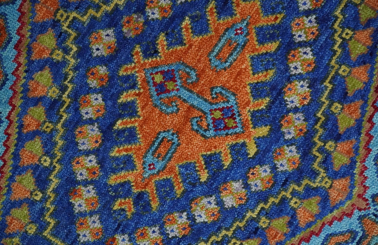 Hand Knotted Rust And Blue Traditional Multi Size Antique Wool Area Rug