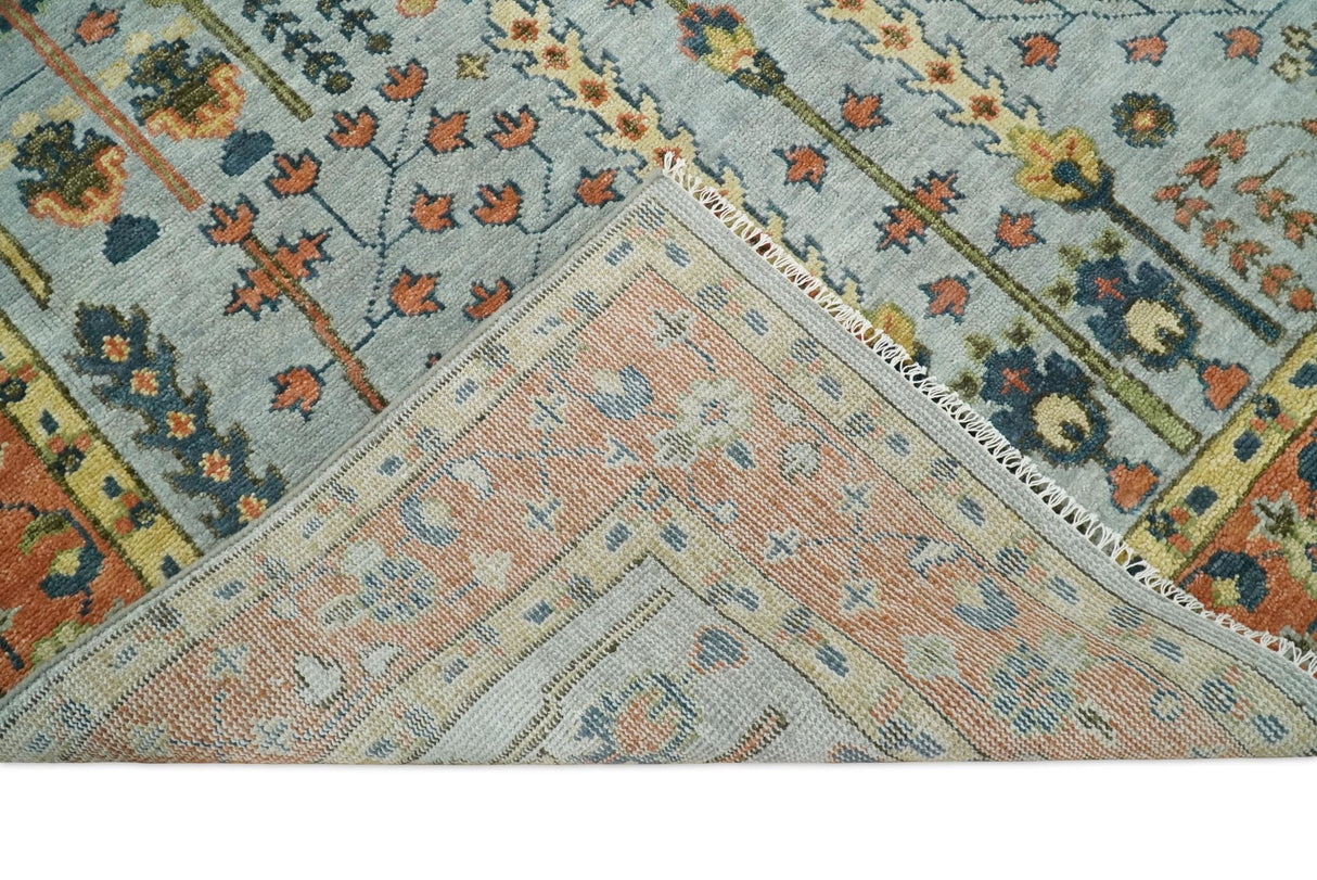 Hand Knotted Rust and Blue Traditional Turkish Tree of Life Multi Size Wool Rug