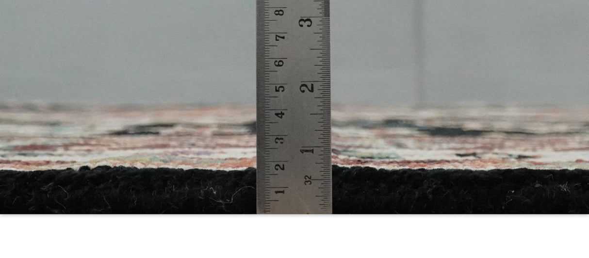 Hand Knotted Rust, Ivory and Black Traditional Heriz Wool Area Rug