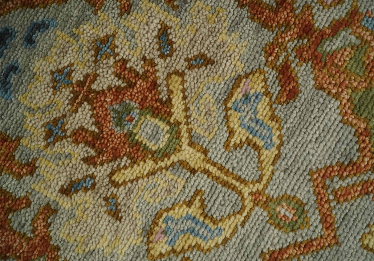 Hand knotted Silver, Rust and Gray Traditional Oushak Custom Made wool Rug