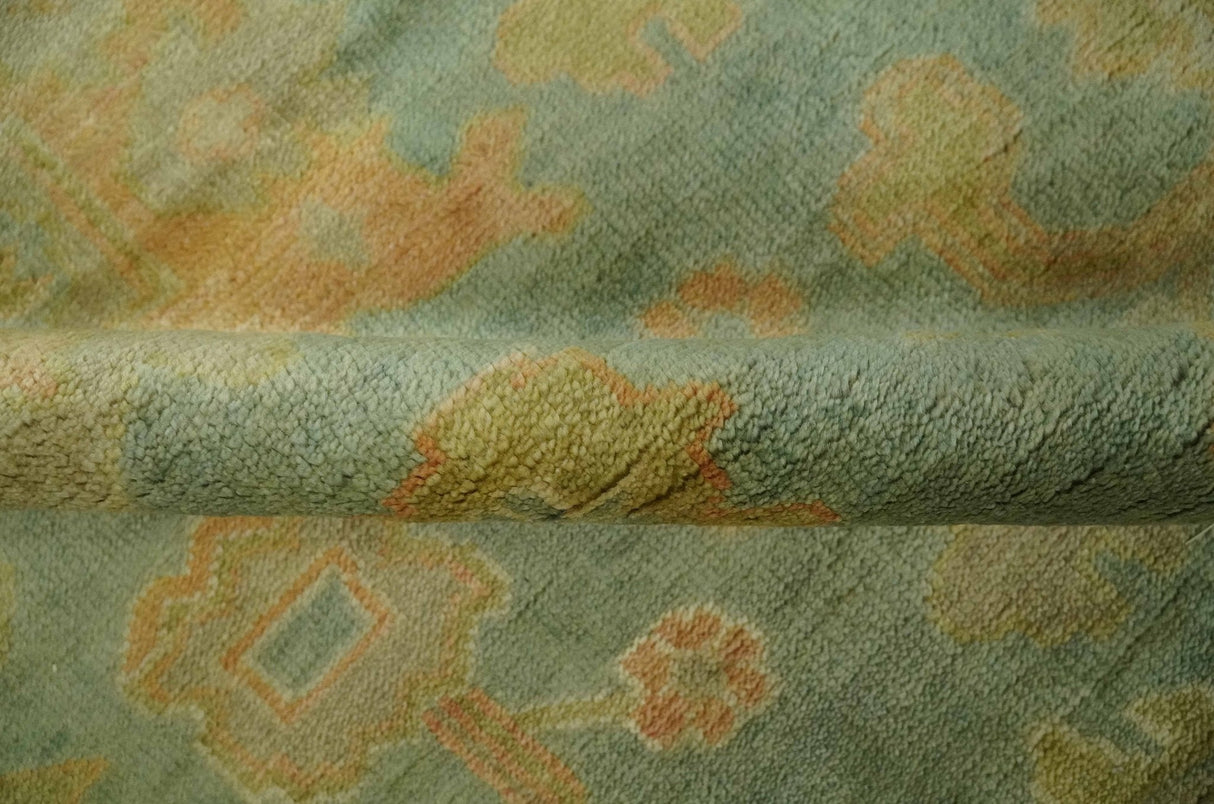 Hand Knotted Teal, Beige and Rust Vintage Style Traditional Wool Area Rug
