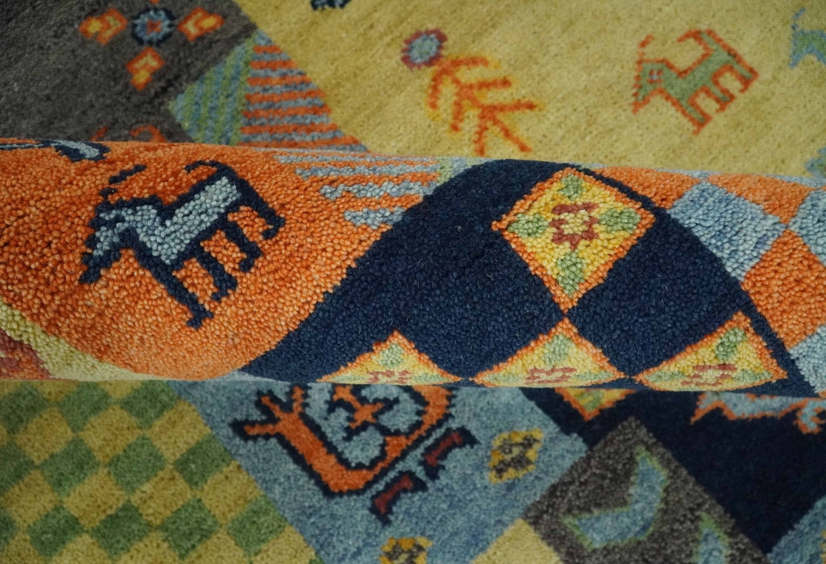 Hand knotted Traditional Antique Tribal Style Gabbeh Design Wool Area Rug