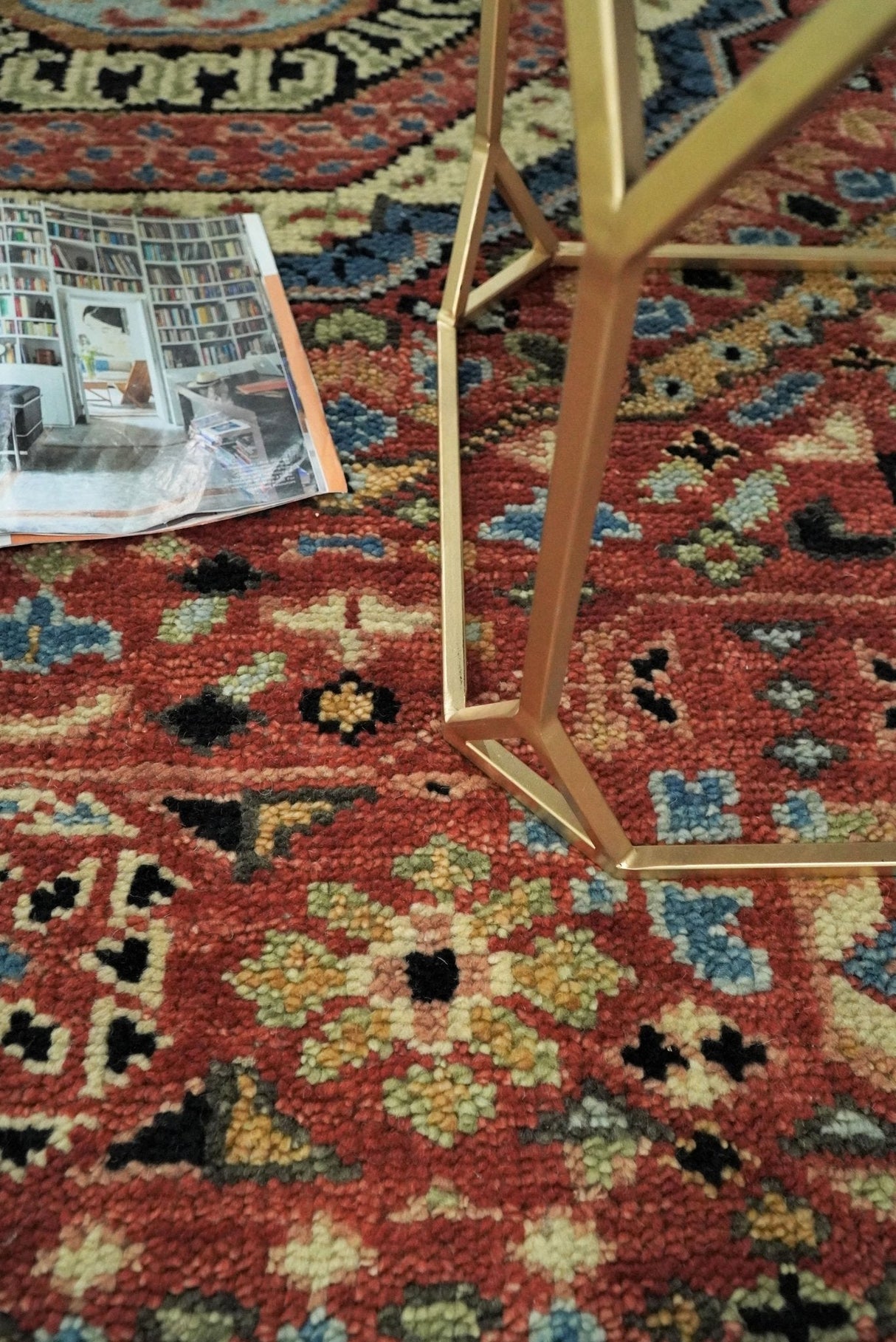 Hand Knotted Traditional Kazak Medallion Rust and Black Wool Area Rug