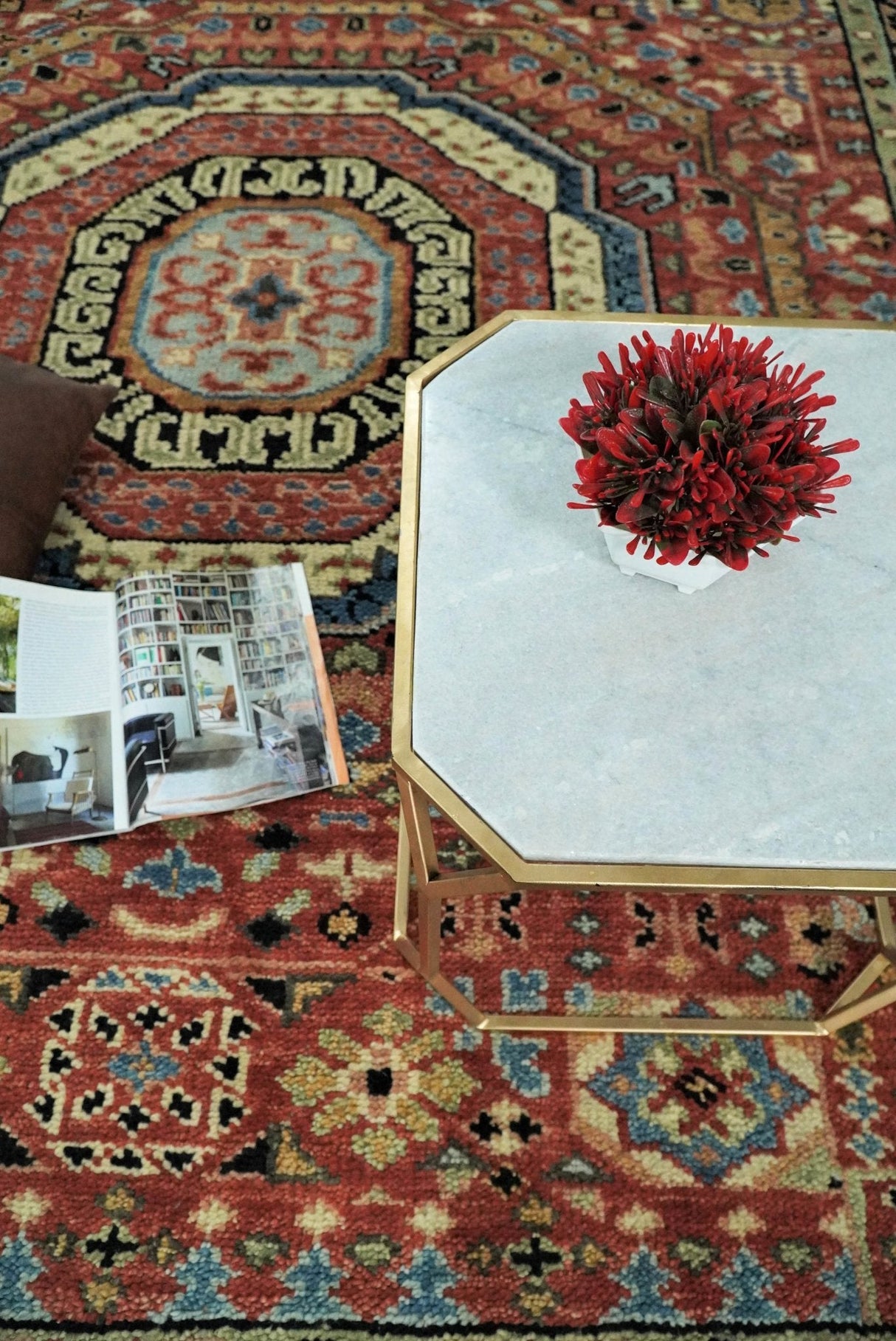 Hand Knotted Traditional Kazak Medallion Rust and Black Wool Area Rug