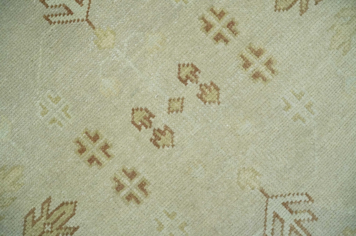 Hand Knotted Traditional Oushak 8x10 Beige and Brown Wool Area Rug