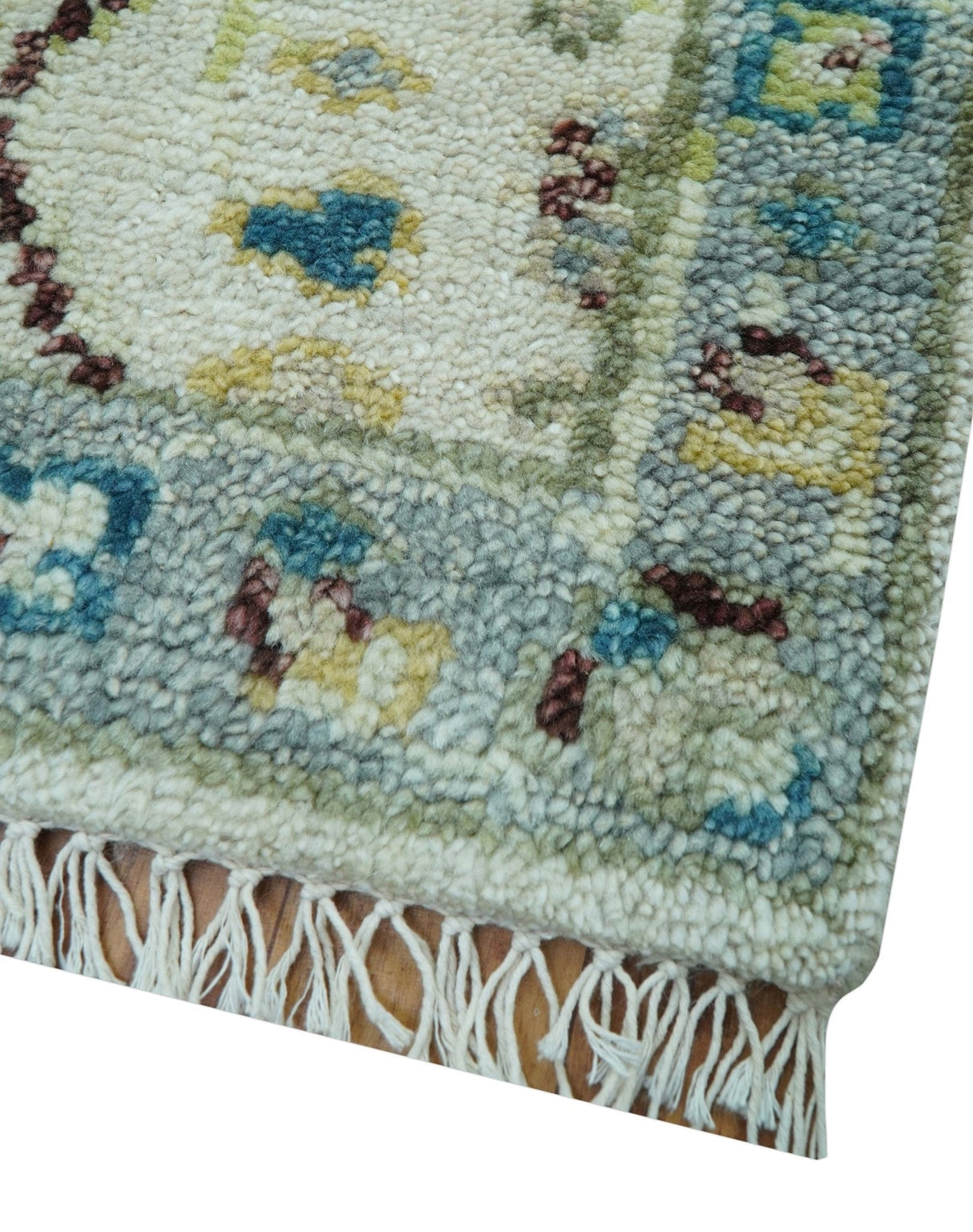 Hand knotted Traditional Oushak Design Blue And Ivory 2x3 Wool Area Rug