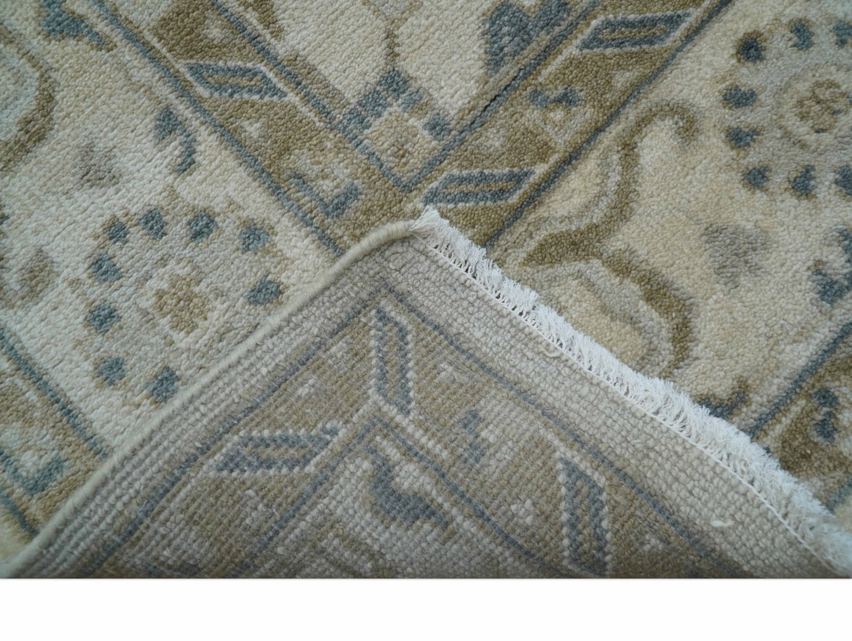 Hand Knotted Traditional Oushak Design Ivory And Gray 6x9 Wool Rug