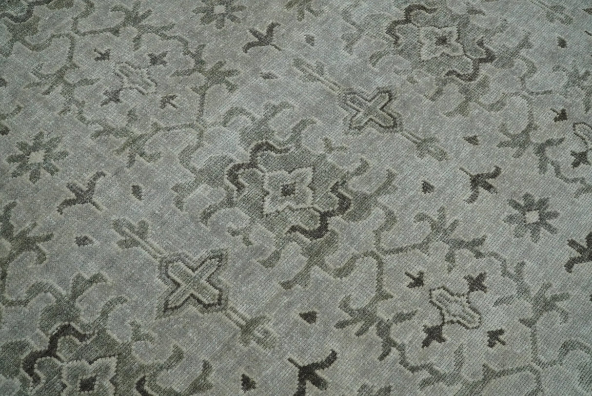 Hand Knotted Wool Blend Traditional Silver and Brown Area Rug