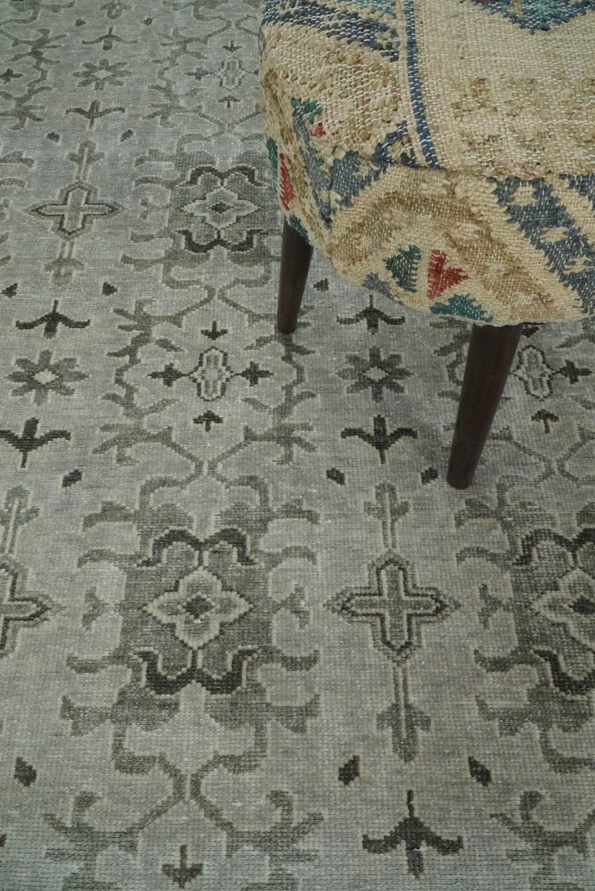 Hand Knotted Wool Blend Traditional Silver and Brown Area Rug