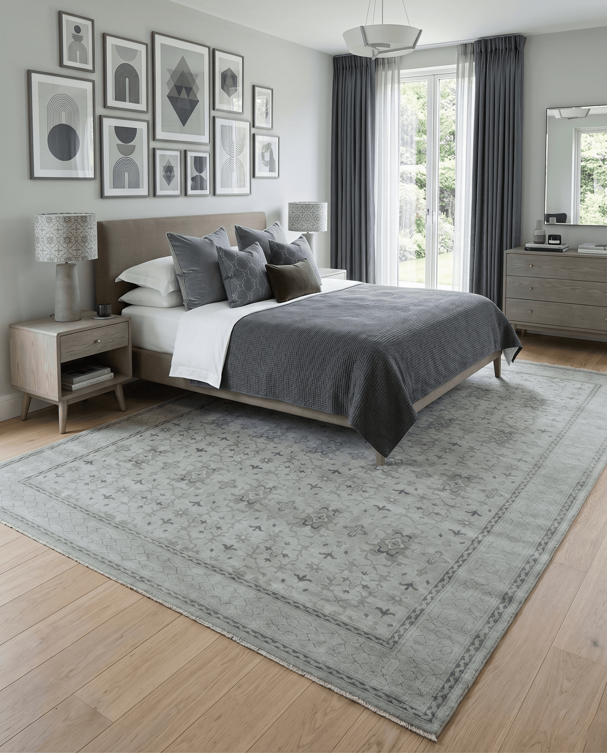 Hand Knotted Wool Blend Traditional Silver and Brown Area Rug