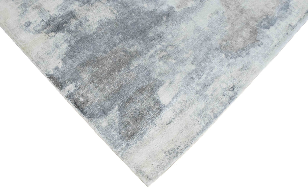Hand Loom 5x8 Modern Abstract Ivory and Gray Viscose Rug