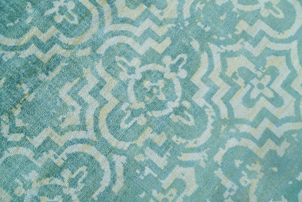 Hand Loom 5x8 Modern Style Teal Wool Blend Area Rug