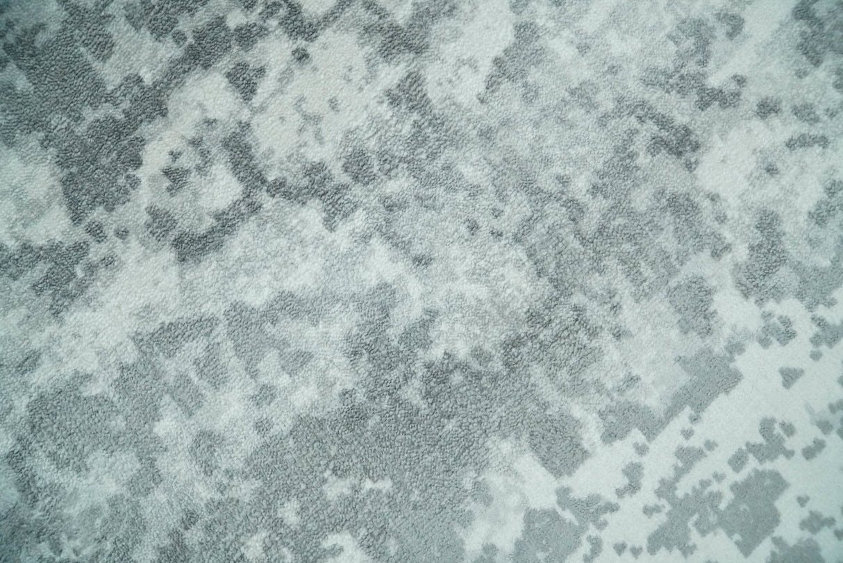 Hand Loom 8x10 Abstract Ivory and Gray Blended Wool and Bamboo Silk Area Rug