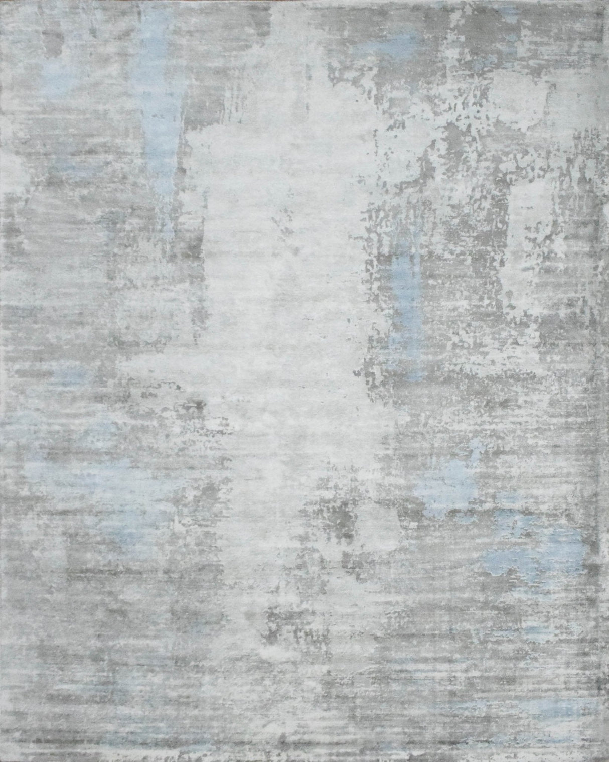Hand Loom 8x10 Modern Abstract Gray And Silver Viscose Rug