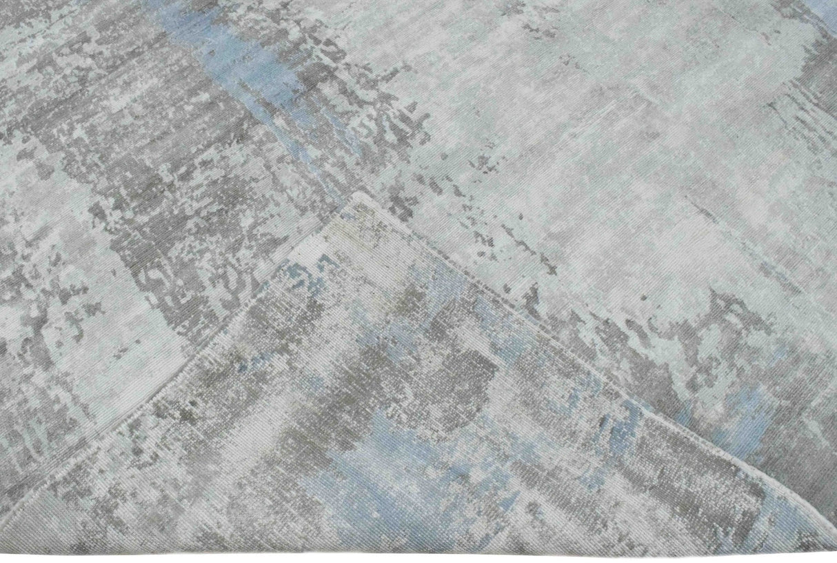 Hand Loom 8x10 Modern Abstract Gray And Silver Viscose Rug