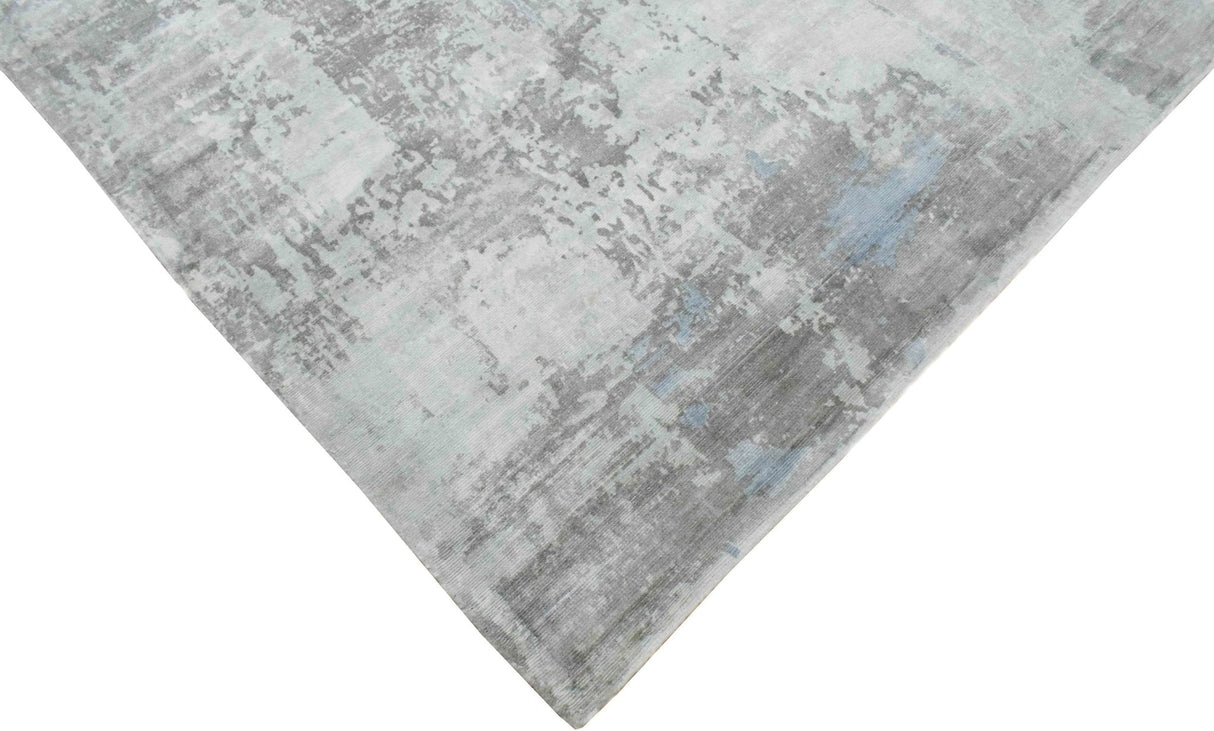 Hand Loom 8x10 Modern Abstract Gray And Silver Viscose Rug