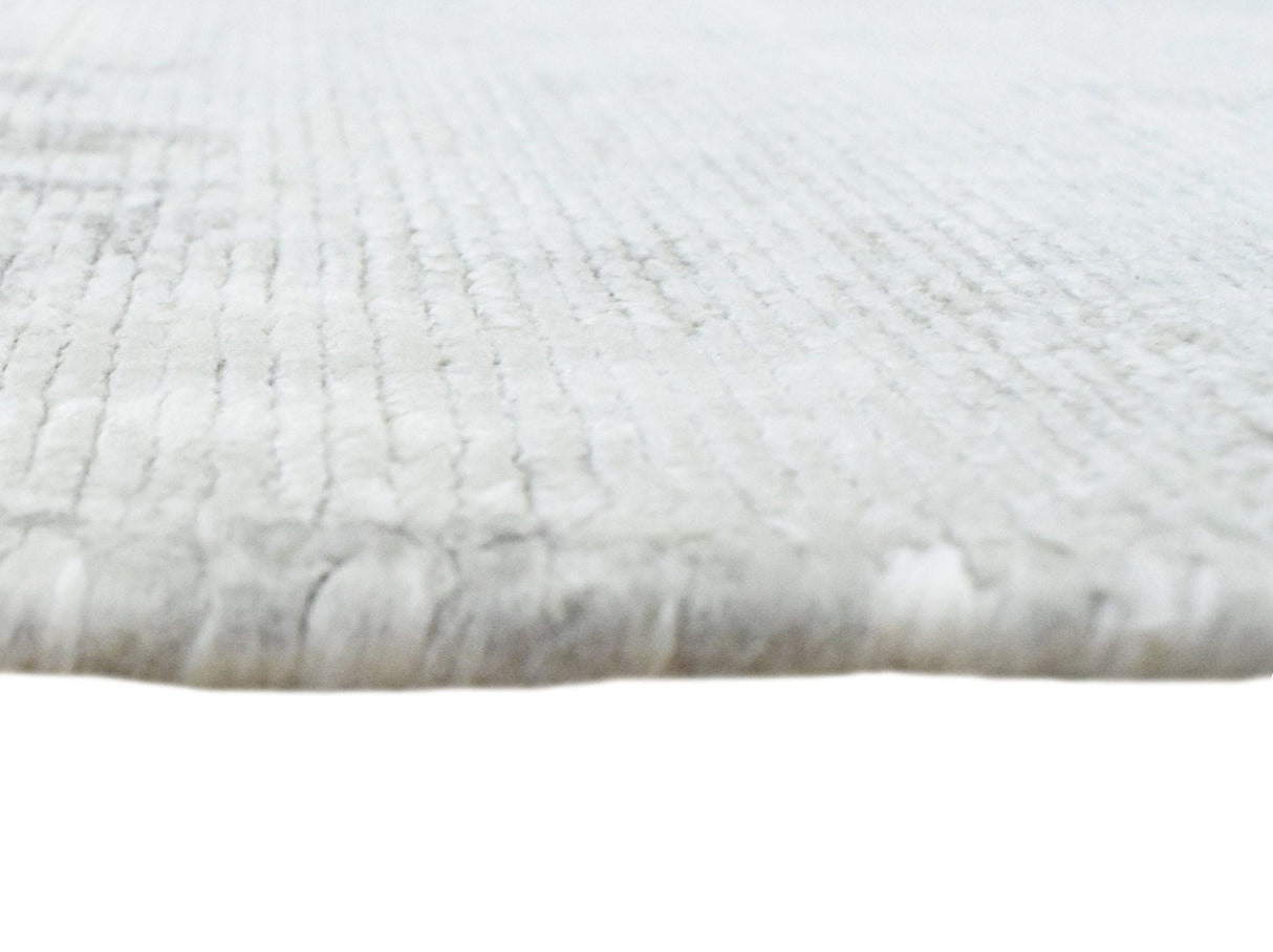 Hand Loom 8x10 Modern Abstract Gray And Silver Viscose Rug