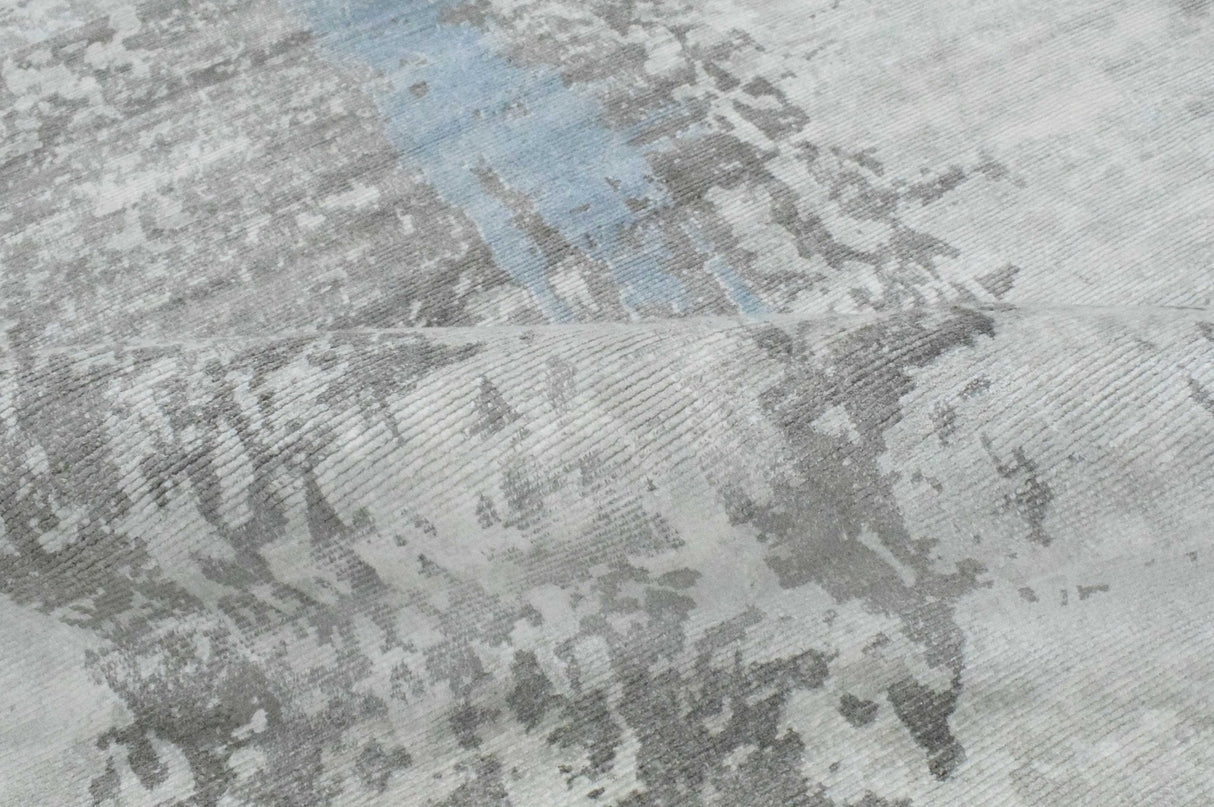 Hand Loom 8x10 Modern Abstract Gray And Silver Viscose Rug