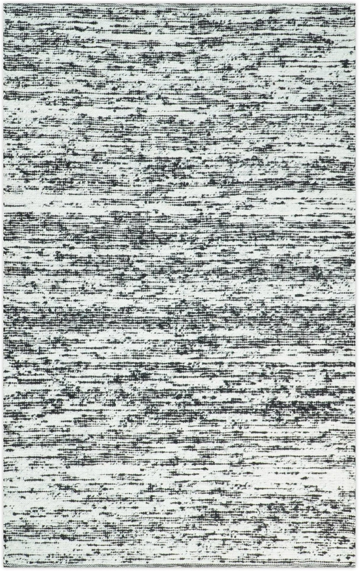 Hand Made 5x8 Black and Ivory Wool Area Rug
