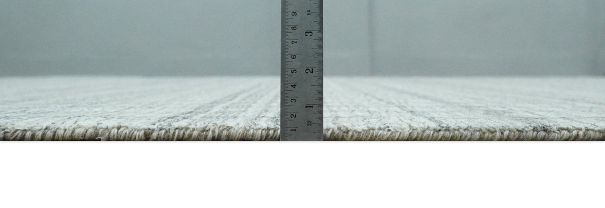 Hand Made 8x10 Modern Stripes Charcoal And Gray Blended Wool Area Rug