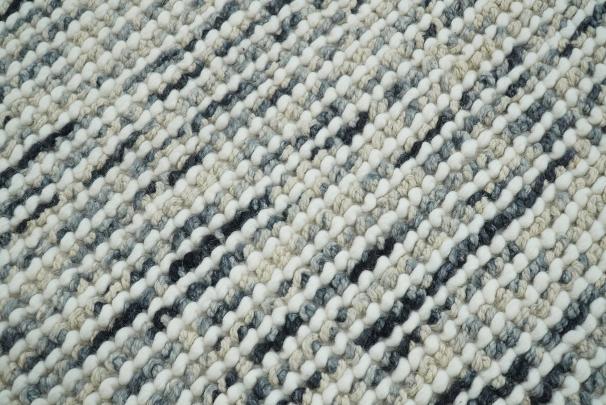 Hand Made Beige and Charcoal Wool Area Rug