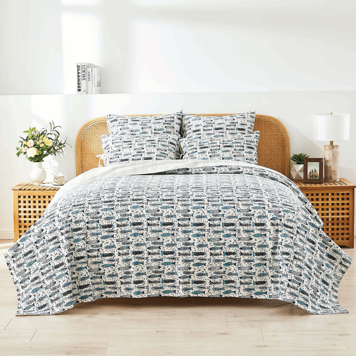 Hand Stitched Block Print Kantha Coverlets-Coverlet-Parc Decor