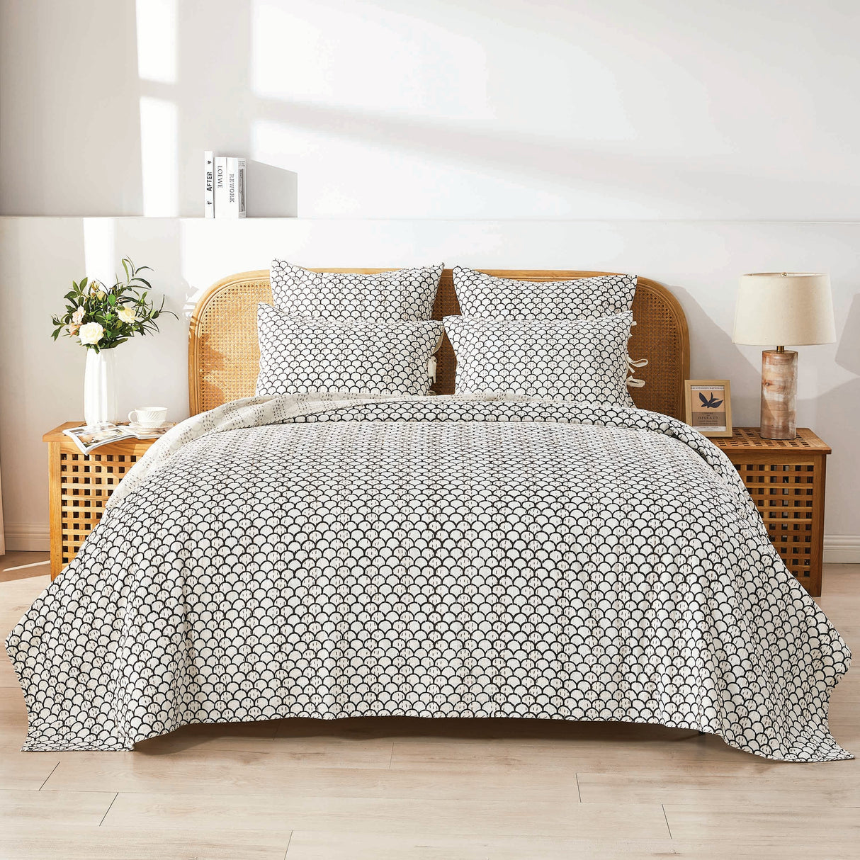 Hand Stitched Block Print Kantha Coverlets-Coverlet-Parc Decor