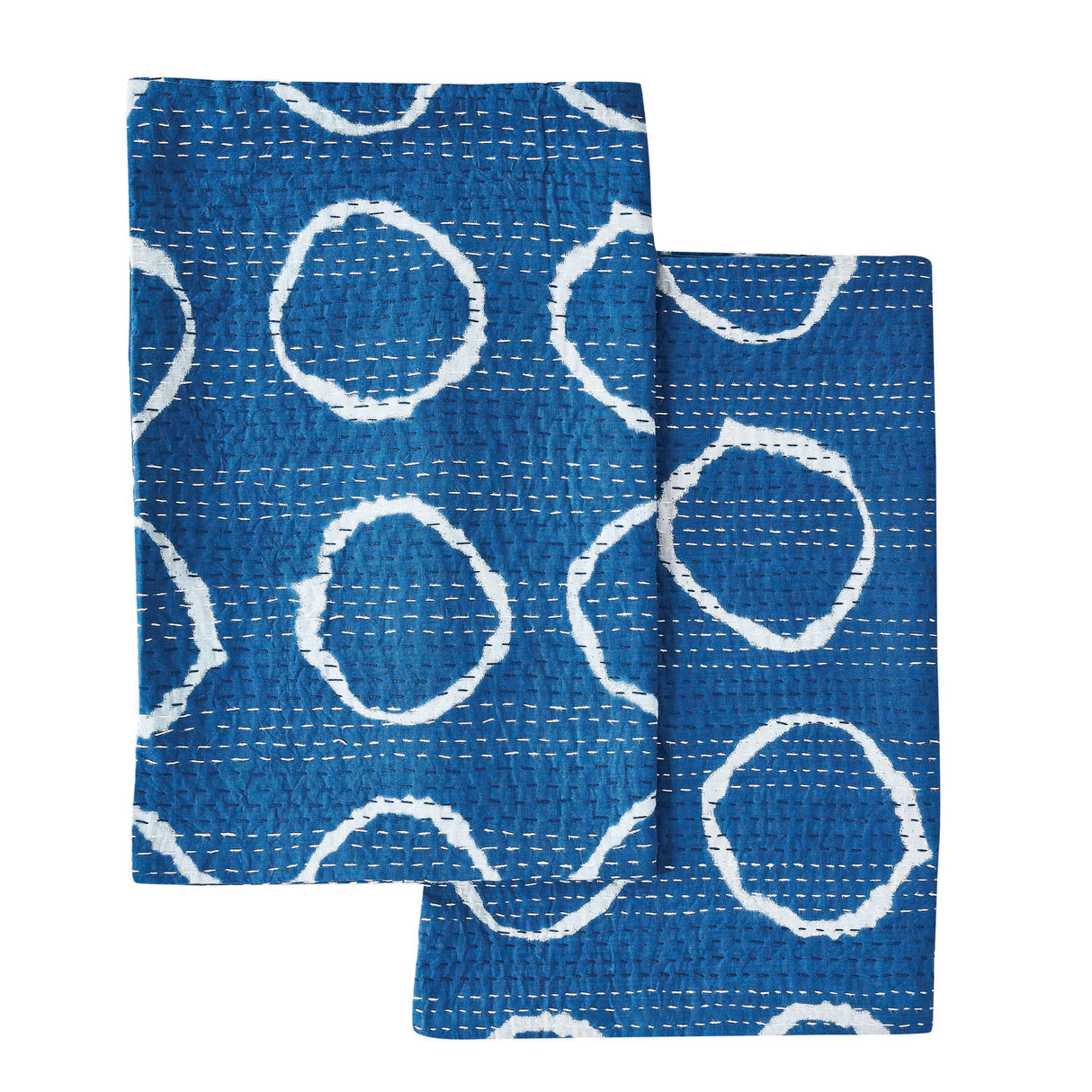 Hand Stitched Block Print Kantha Pillow Sham Pairs