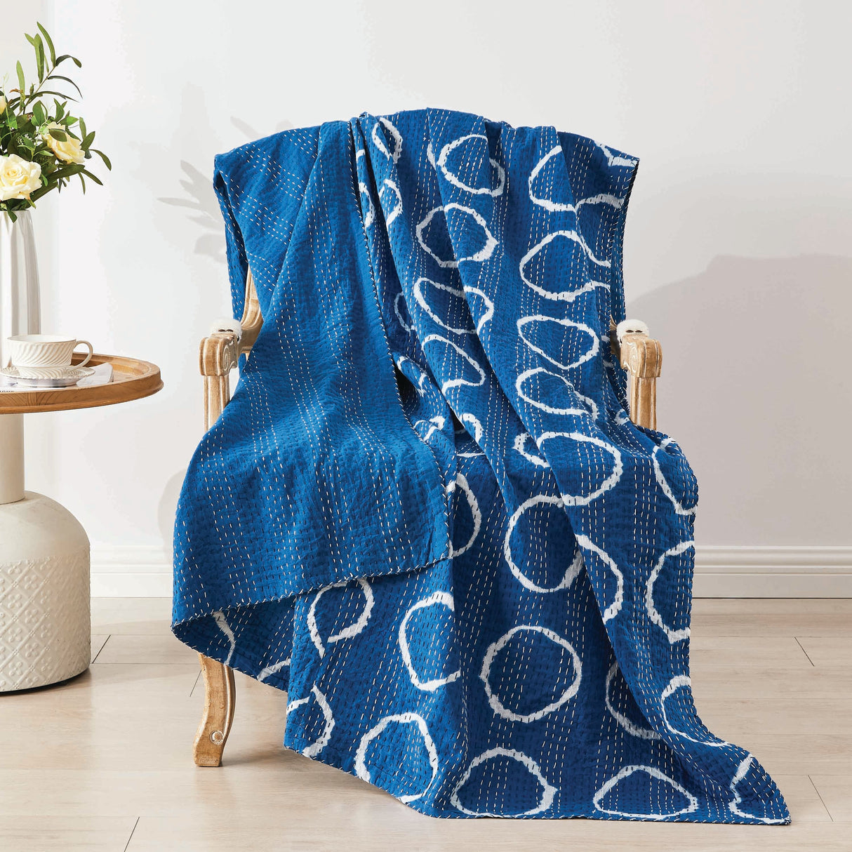 Hand Stitched Block Print Kantha Throws-Throw-Parc Decor