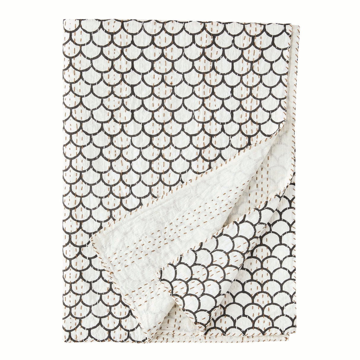 Hand Stitched Block Print Kantha Throws-Throw-Parc Decor