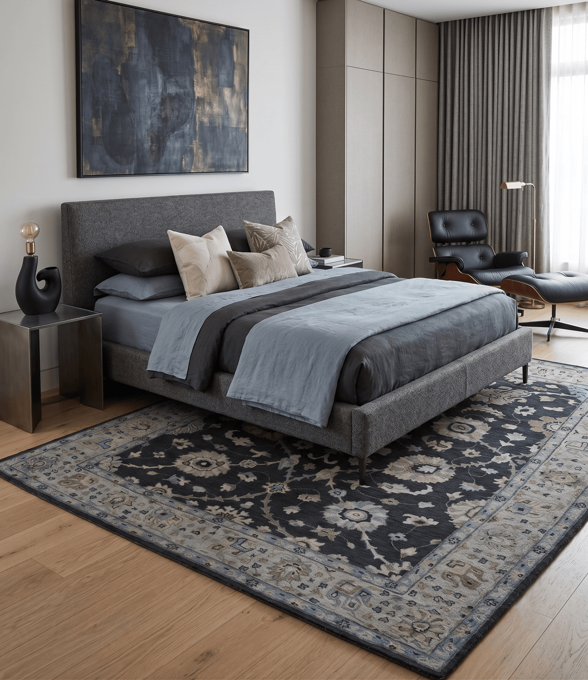 Hand Tufted Black and Silver Modern Turkish Oushak Multi size wool Area Rug, Kids, Living Room and Bedroom Rug
